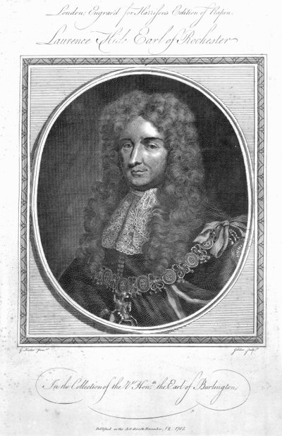 Laurence Hyde, 1st Earl of Rochester, graveret af John Goldar, 1785 sverige av Godfrey Kneller