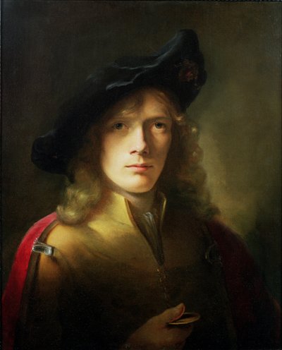 Porträtt av en ung man som håller en medalj av Godfrey Kneller