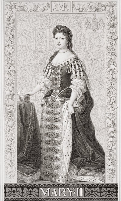 Drottning Mary II (1662-94) från "Illustrationer av engelsk och skotsk historia", volym II. av Godfrey Kneller