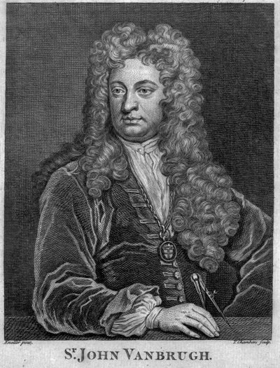 Sir John Vanbrugh, graverad av Thomas Chambars (gravyr) av Godfrey Kneller