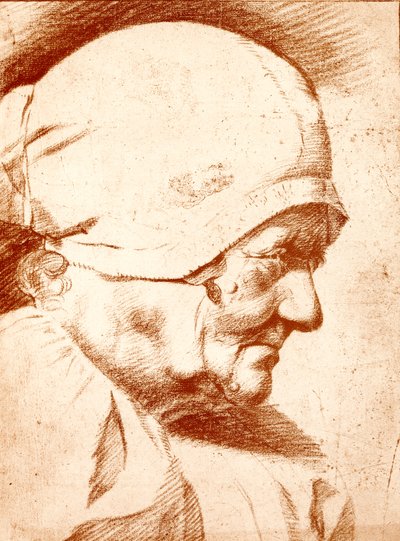 Huvudet av en gammal kvinna av Godfried Schalcken