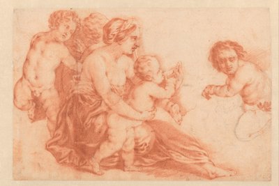 Kvinna med olika barn Kunstboek eller studiealbum från Caspar Netscher (serietitel) av Godfried Schalcken