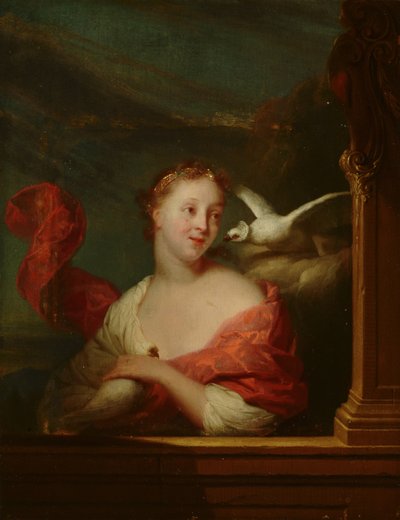 Ung kvinna med duvor (Venus?) av Godfried Schalcken