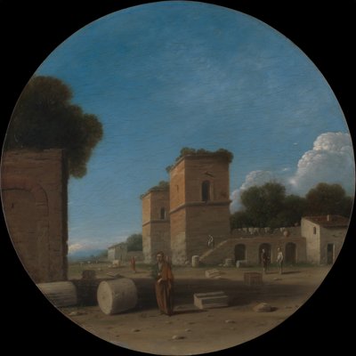 Ett romerskt landskap med figurer, troligen 1630-tal. av Goffredo Wals