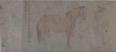 Detalj av Five Tribute Horses (bläck och färg på papper) av Gonglin Li