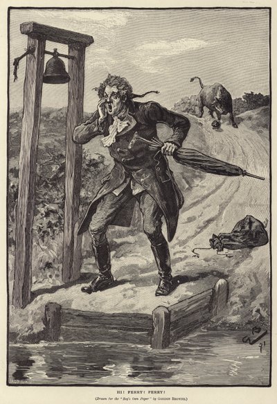 Hej! Färja! Färja! (gravyr) av Gordon Frederick (after) Browne