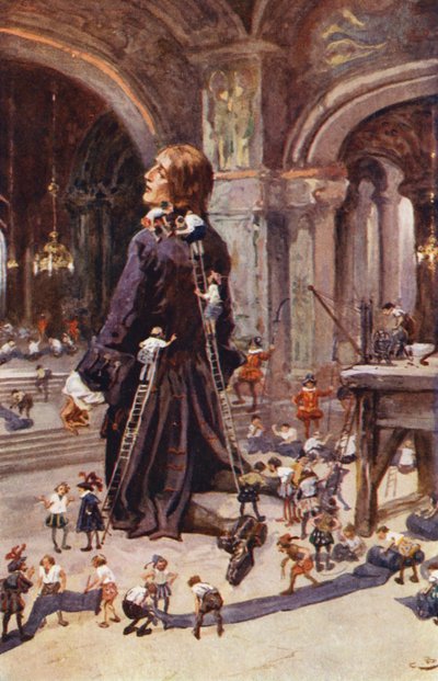 Illustration till Gullivers resor av Jonathan Swift (färglitografi) av Gordon Frederick (after) Browne