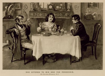 Illustration för The History of Pendennis av Thackeray (litho) av Gordon Frederick (after) Browne
