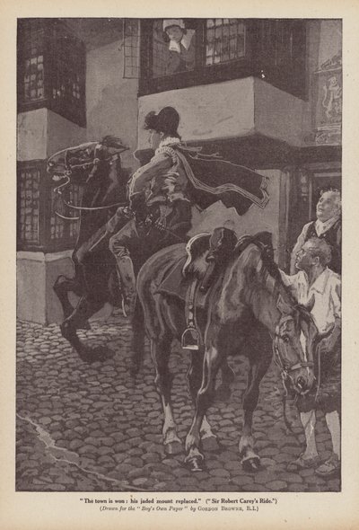 Sir Robert Careys ritt (litografi) av Gordon Frederick (after) Browne
