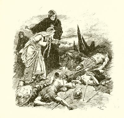 Drottning Edith hittar Harolds kropp efter slaget vid Hastings av Gordon Frederick Browne