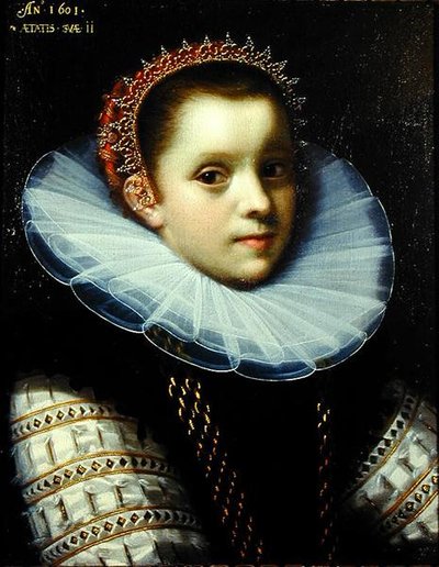 Porträtt av en ung flicka som bär en ruff av Gortzius Geldorp