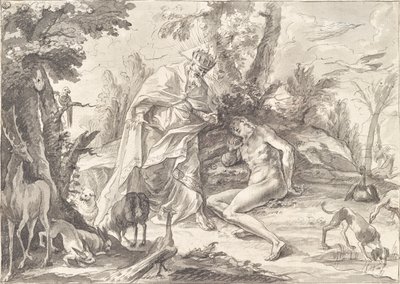 Gud Fadern och Adam i paradiset av Gottfried Bernhard Götz