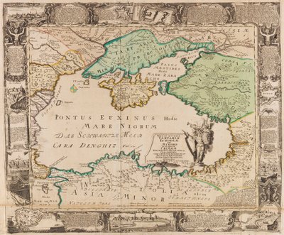 Karta över Svarta havet och Krim, ca. 1740. av Gottfried Jacob Haupt