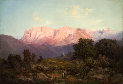Schlern med Rosengarten sett från Rampeun av Gottfried Seelos