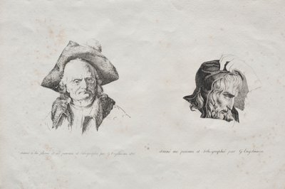 Samling av litografiska essäer: Två huvuden, 1816. av Gottfried or Godefroy Engelmann