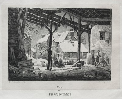 Utsikt över Chamboissy, 1820. av Gottfried or Godefroy Engelmann