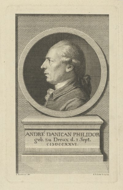 Porträtt av François-André Danican Philidor 1726-1795, ca. 1790. av Gottlob August Liebe