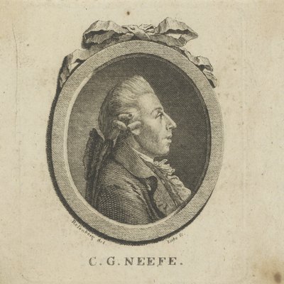 Porträtt av kompositören Christian Gottlob Neefe 1748-1798, ca. 1780. av Gottlob August Liebe