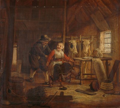 Flirta i en ladugård av Govert Dircksz. Camphuysen