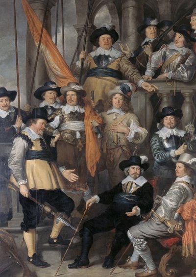 Nederländska: Schutters van Wijk XVIII under kapten Albert Bas och löjtnant Lucas Conijn Kapten Albert Bas och löjtnant Lucas Conijns kompani av Govert Flinck
