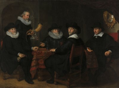 Fyra guvernörer för Arquebusiers Civic Guard, Amsterdam, 1642. av Govert Flinck