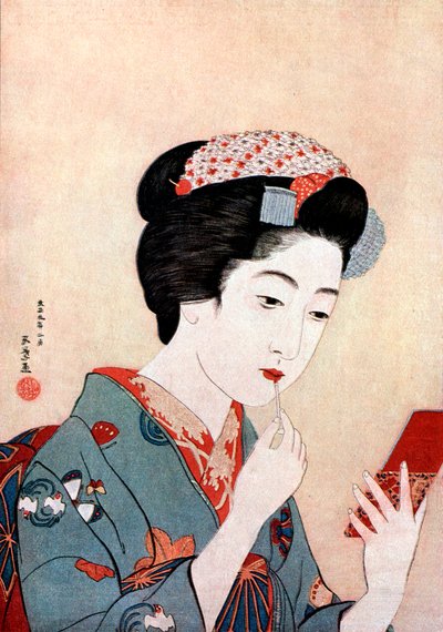 En kvinna med en Beni-borste, c1900-1921. av Goyo Hashiguchi