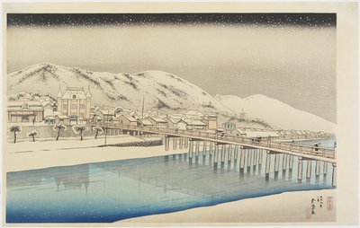 Sanjos stora bron i Kyoto, januari 1920 av Goyo Hashiguchi