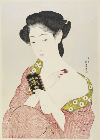 Kvinna som applicerar smink, 1918 av Goyo Hashiguchi