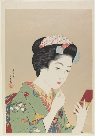 Kvinna som håller läppborste, februari 1919 av Goyo Hashiguchi