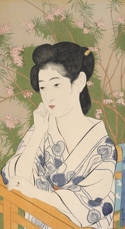 Woman at a Hot Spring Hotel, 1920 (träblockstryck) av Goyo Hashiguchi
