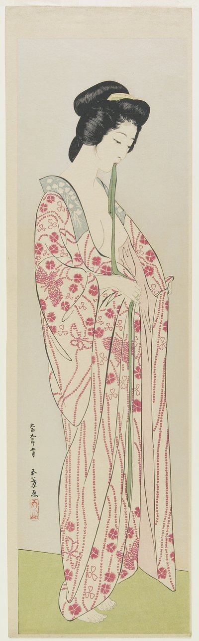 Kvinna i kimonounderklädsel, maj 1920 av Goyo Hashiguchi
