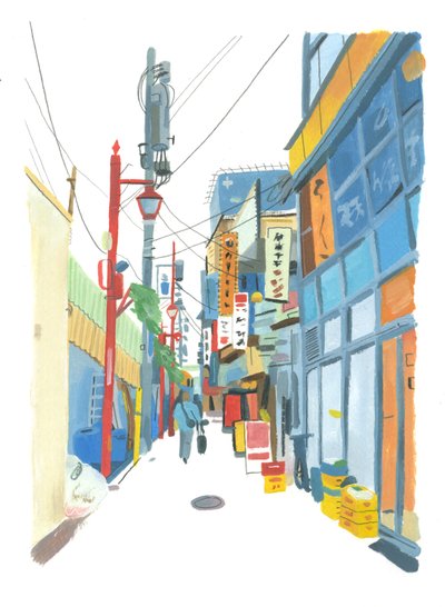 Shinjuku, 2015 (olja på papper) av Grace Helmer