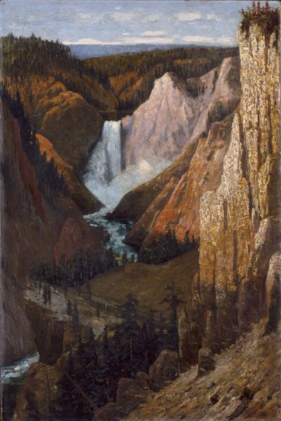 Utsikt över Lower Falls, Grand Canyon of the Yellowstone, 1890. av Grafton Tyler Brown