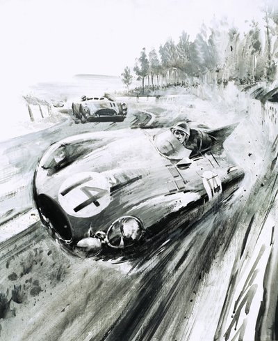 Jaguar av D-typ vid Le Mans 1954 av Graham Coton