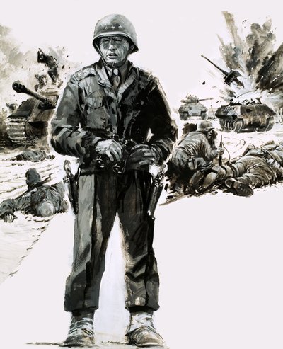 General George C. Patton (gouache på papper) av Graham Coton