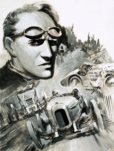 Henry Segrave var den förste som bröt 200-timmarsgränsen (gouache på papper) av Graham Coton