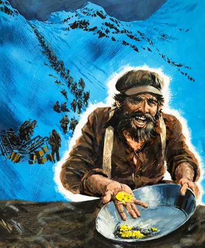 Panorera efter guld under guldruschen i Klondike av Graham Coton
