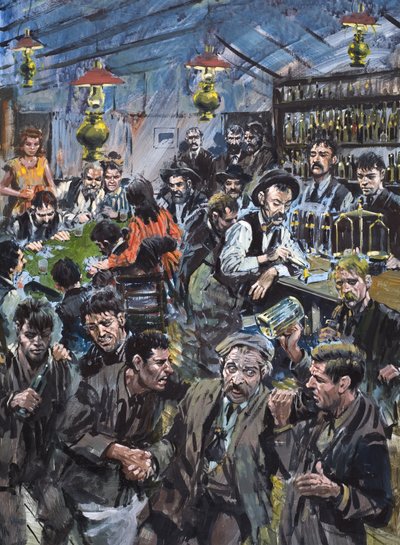 "Soapy" Smiths (1860-98) krokiga kungarike (gouache på papper) av Graham Coton