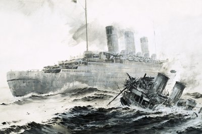 Queen Mary stöter på sin eskort Curacoa och sänker fartyget av Graham Coton