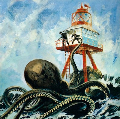 Monstret på Serrana Cay (färglitografi) av Graham Coton