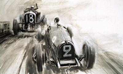 Tim Birkin kör på Brooklands av Graham Coton