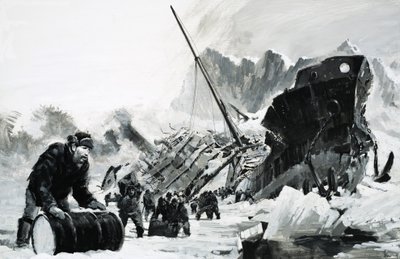 Oidentifierat fartygsvrak på en isig glaciär av Graham Coton