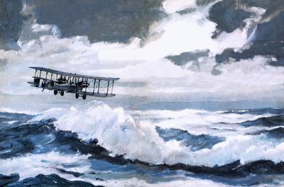 Vickers Vimy under sin rekordbrytande transatlantiska flygning av Graham Coton