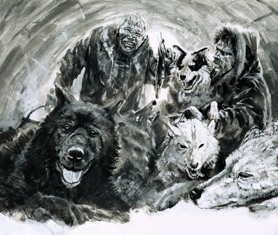 Vilhjalmar Stefansson upptäckte blonda eskimåer (gouache på papper) av Graham Coton