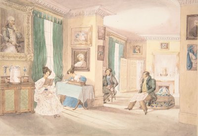 En interiör i Hatton, Warwickshire, 1820-30. av Granddaughters of Dr. Samuel Parr.