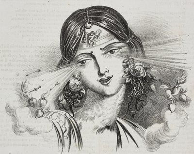 Feminin skönhet, karikatyr av Jean-Jacques Grandville (1803-1847), litografi av Gaetano Riccio från Poliorama Pittoresco, n 20, 24 december av Grandville
