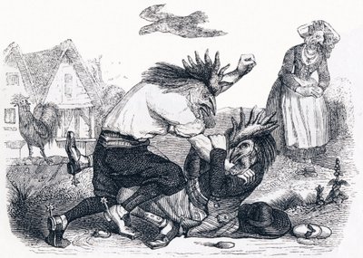 De två stekarna - Fables av La Fontaine av Grandville