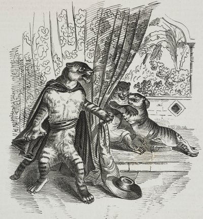 Tiger avancerar med dolk, karikatyr av Jean-Jacques Grandville (1803-1847), litografi av Gaetano Riccio från Poliorama Pittoresco, nr 39, 7 maj av Grandville