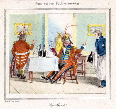 The Restaurateur Living Map: Two Lobsters! 1831-32 (litografi) av Grandville