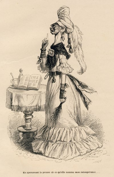 Att se bevis på vad hon kallade min oförskämdhet. Miniatyrer illustrerade av JJ Granville. Gravyr signerad Caque i delen med titeln "Court pains of an English cat" skriven av Honore de Balzac i "Scener från det privata och offentliga livet i av Grandville